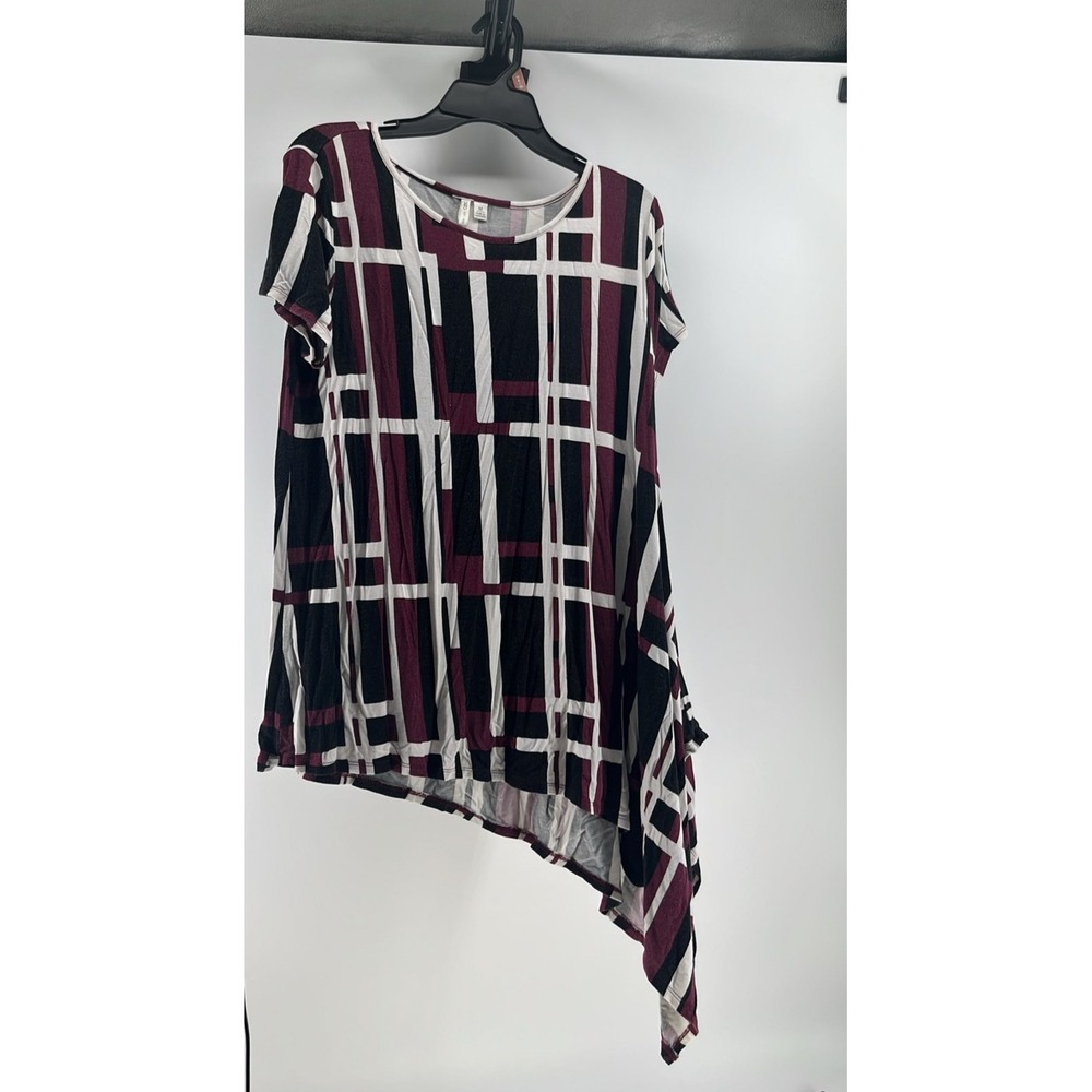 Color Block Geometric‎ Asymmetrical Tunic Top Blouse M